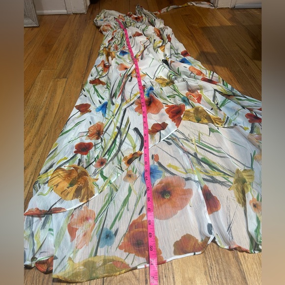 Alice + Olivia Mel Open Back Gathered High-Low Dress in Exotic Poppy - Picture 15 of 15